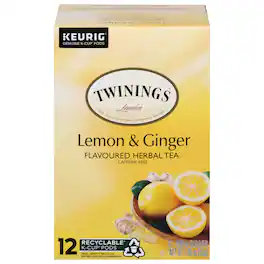 Twinings - Lemon and Ginger Herbal Tea - Case of 2 - 12 pods
