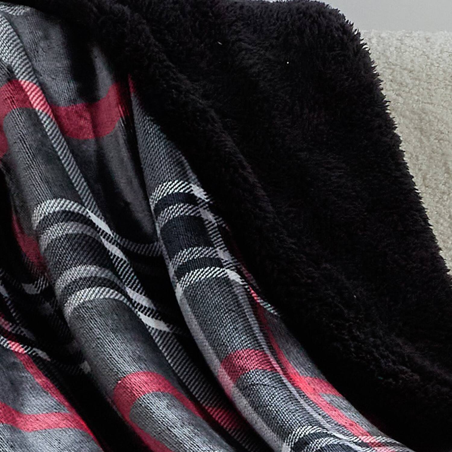 Back. Plazatex - Plazatex Midnight Plaid 100% Polyester Reversible Throw Blanket 50" x 60" Red Black - Red - Black.