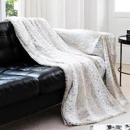 Cheer Collection - Embossed Faux Fur Throw Blanket - Ultra Soft Fuzzy Blanket - Snow Leopard