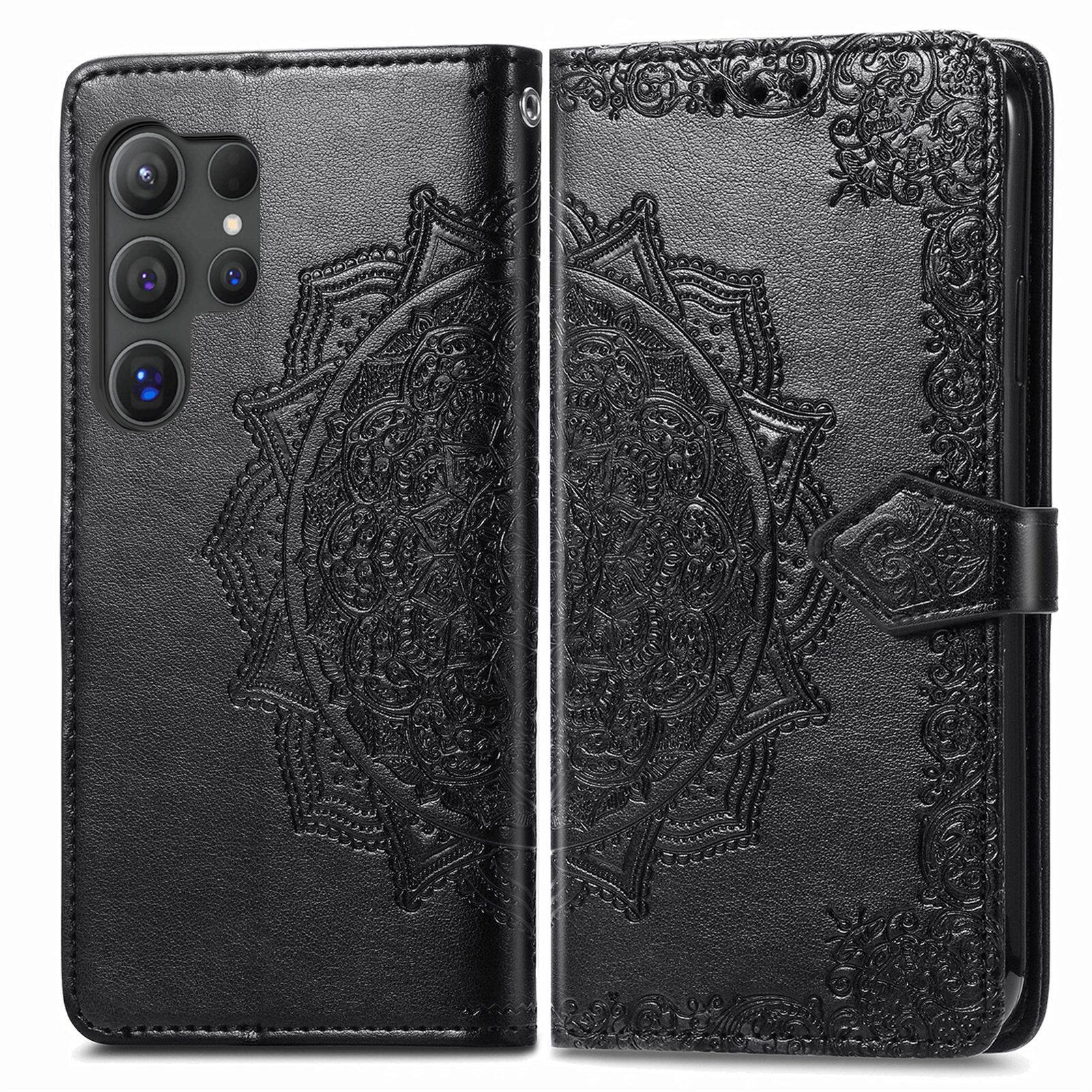 Left. Dteck - For Samsung Galaxy S26 Ultra Wallet Magnetic Shockproof Protective Card Slots Stand Flip Phone Case Cover - Black.
