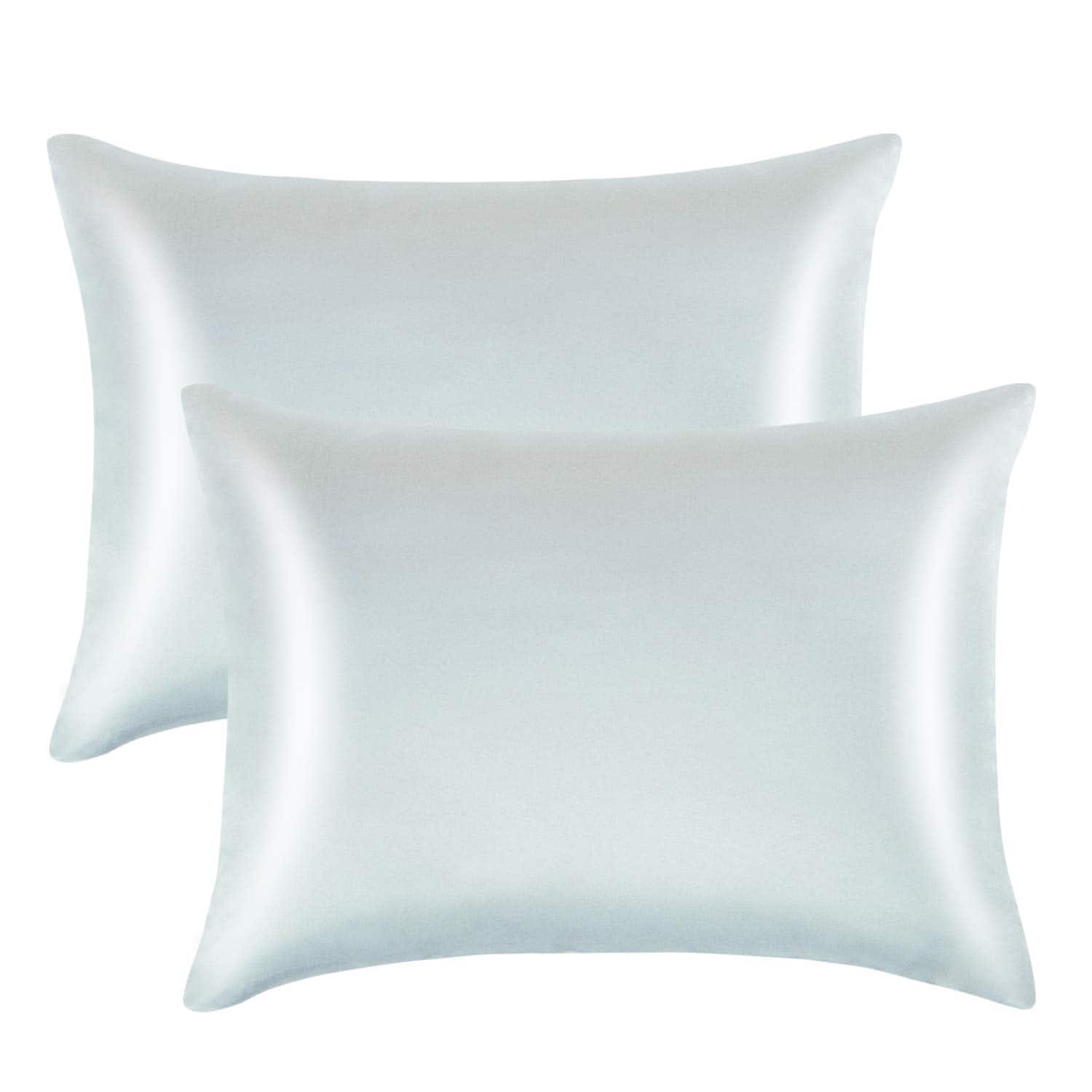 MAGICAL RUBS - 2 Pack Zippered Satin Pillowcases 13x18 Inches Luxury And Silky Soft Travel Zip Pillow Cases For Pink - Silver Grey 13x18 Inch (Pack of 2)