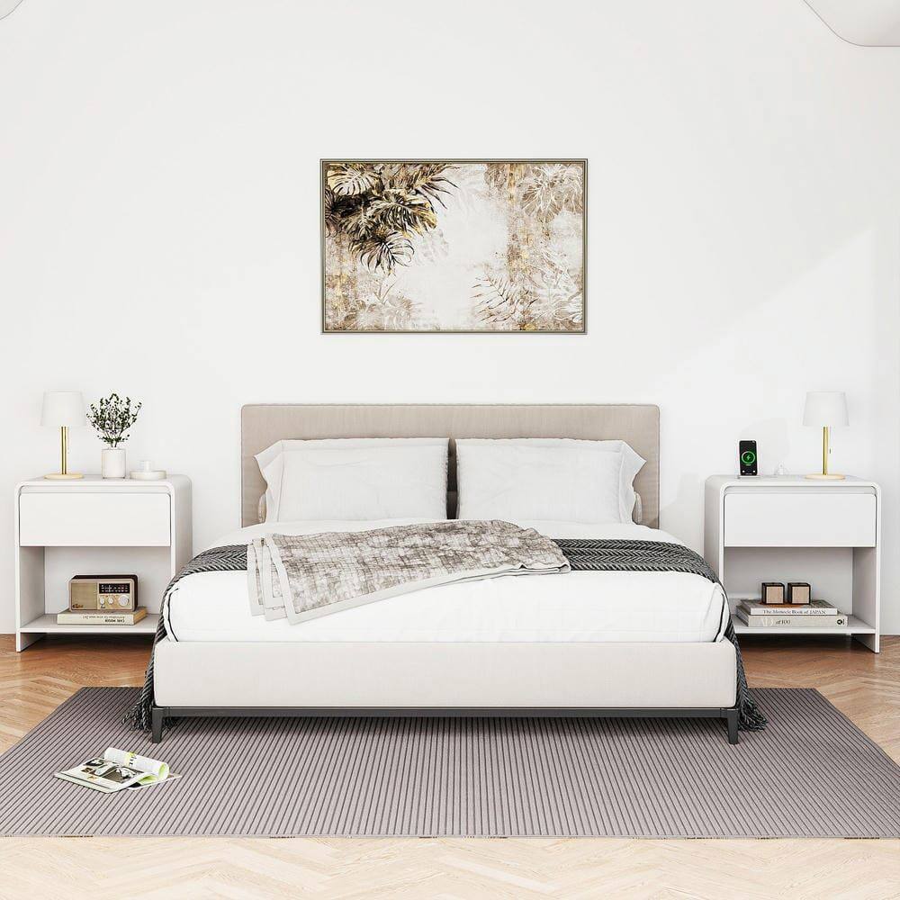 Alt View 7. Kadyn - Resenkos Multi-Device Charging Nightstand with USB Ports and AC Outlets - Black - White.