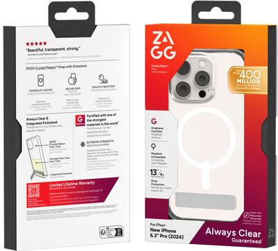 ZAGG - Crystal Palace Snap MagSafe Case with Kickstand for Apple iPhone 16 Pro - Clear ZAGG - Crystal Palace Snap MagSafe Case with Kickstand for Apple iPhone 16 Pro - Clear