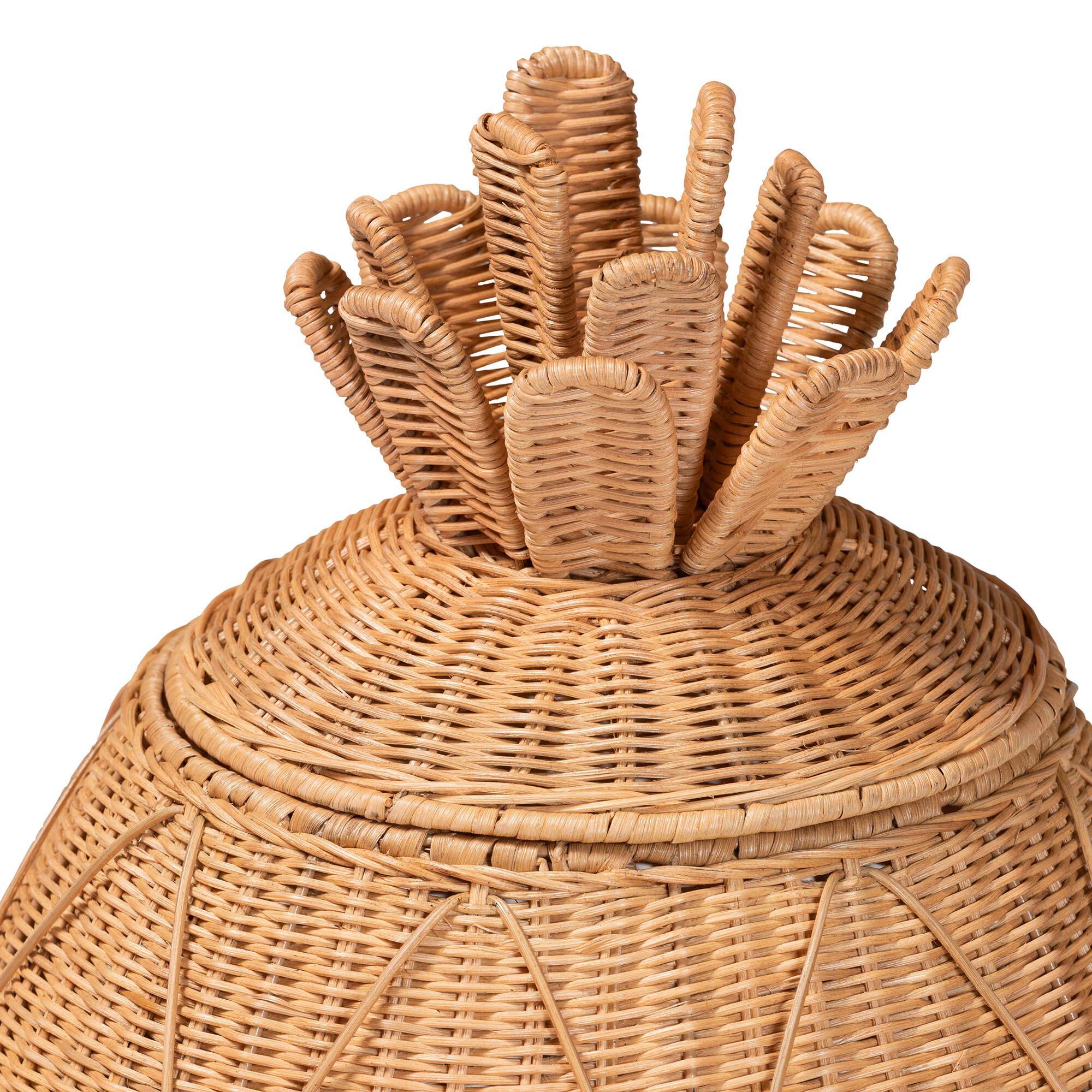 Left. bali & pari - Pelham Natural Rattan Laundry Hamper - Handwoven Wicker Storage Basket for Laundry Room, Large - Light Honey.