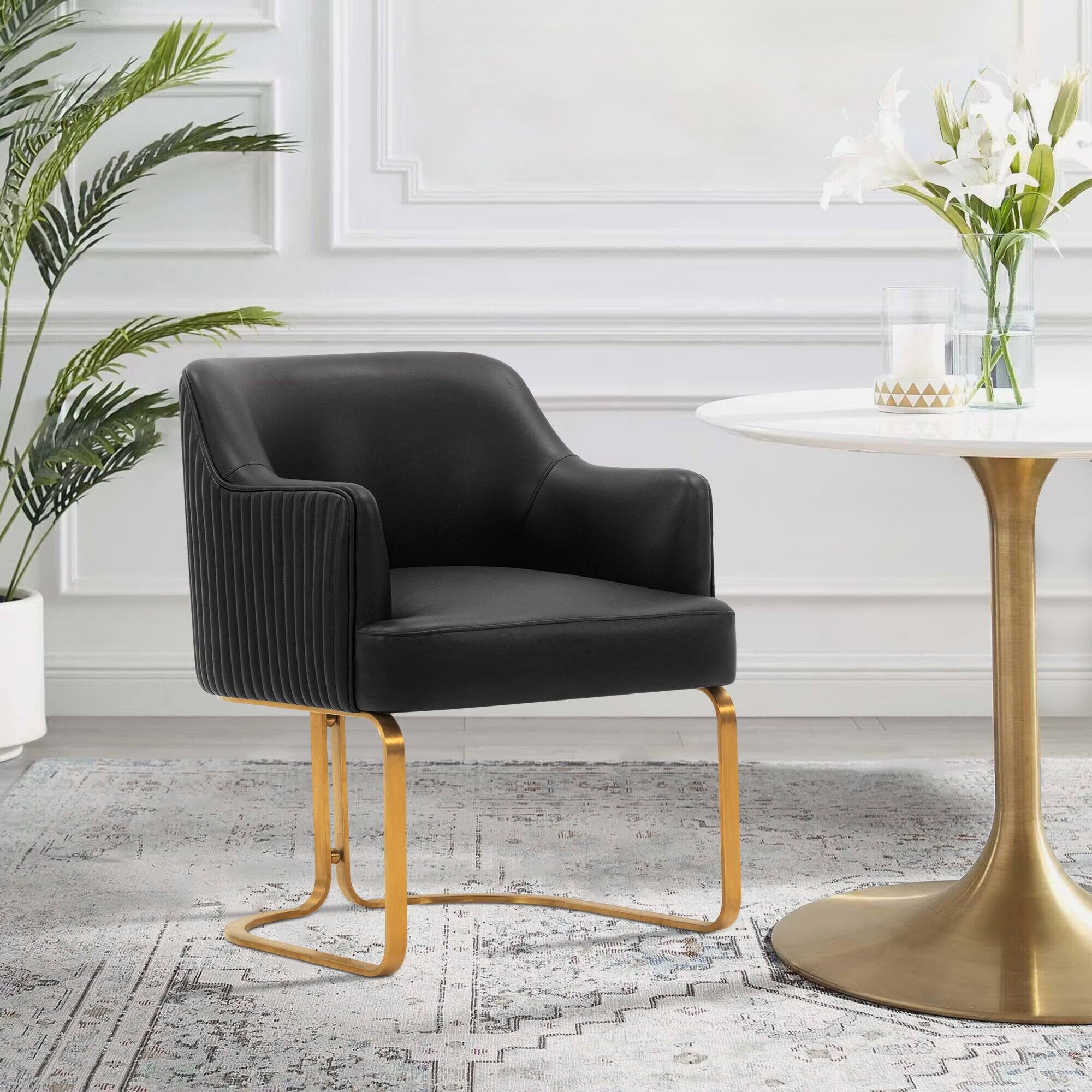 Angle. Manhattan Comfort - Raya Modern Wood Vegan Leather Dining Chair - Black.