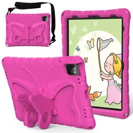 Dteck - Kids Case for Apple iPad (A16) 11" 2025/Pro 11 (2024)/10th Gen (2022) with Strap & Stand,Shockproof EVA Protective Cover - Rose