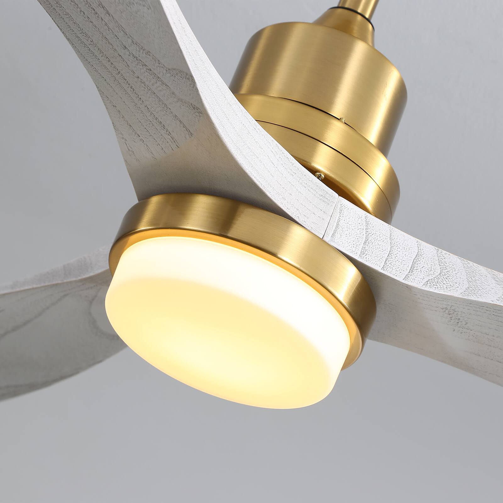 Angle. Sofucor - Gold Modern Ceiling Fans with Light 52 Inch Indoor Outdoor 6 Adjustable Speeds Low Profile Wood Ceiling Fan For Bedro - Gold Grey Wood.