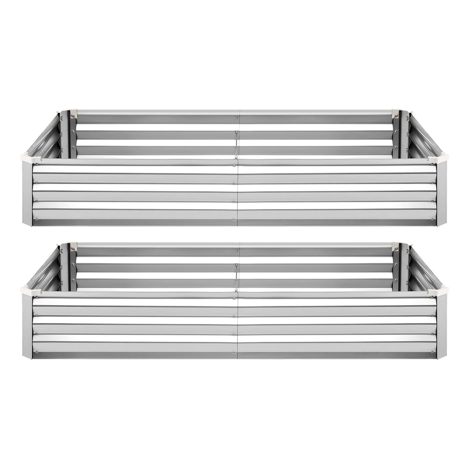 Alt View 5. VEVOR - 2 Pack Galvanized Raised Garden Beds, 6 x 3 x 1 ft, Rectangular Metal Planter Boxes Kit Outdoor - Glossy Silver.