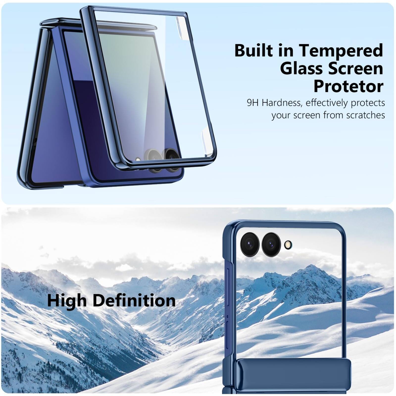 Built in Tempered Glass Screen Protector  
9H Hardness, effectively protects your screen from scratches  
High Definition