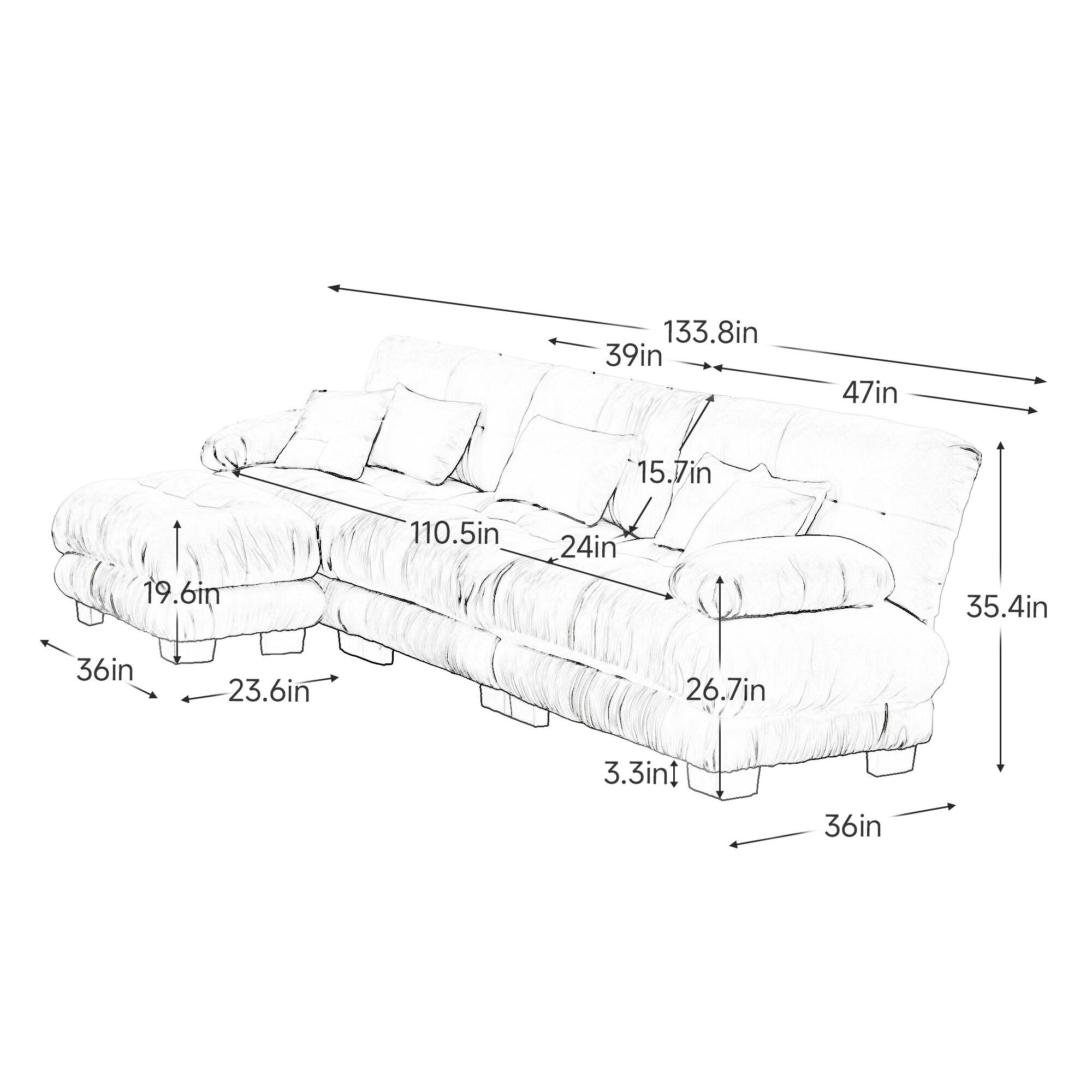 133.8in  
39in  
47in  
15.7in  
19.6in  
110.5in  
24in  
35.4in  
36in  
23.6in  
26.7in  
3.3in  
36in