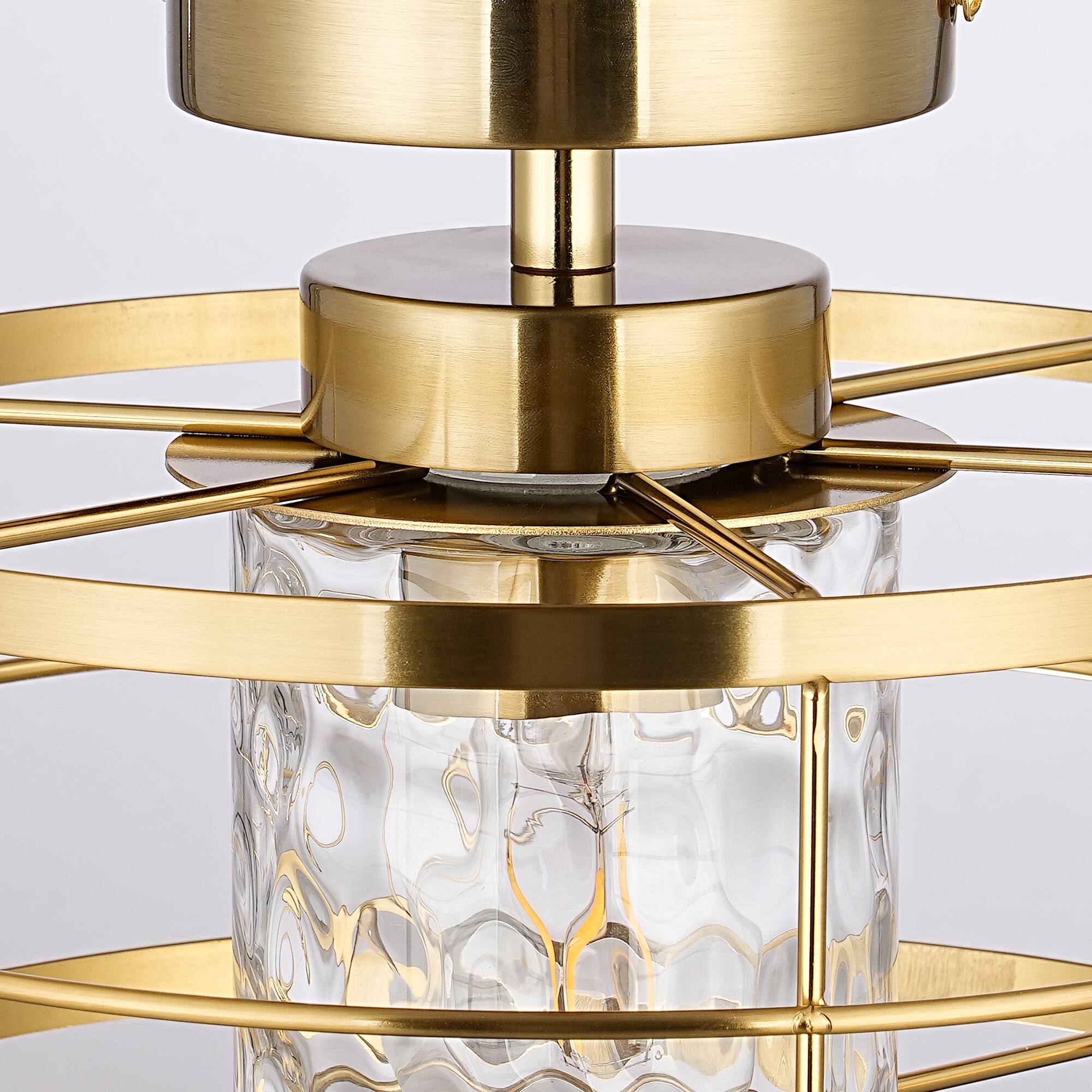 Alt View 2. Parrot Uncle - 11-Inch Modern Caged Glass 1-Light Semi-Flush Mount Ceiling Light - Gold.