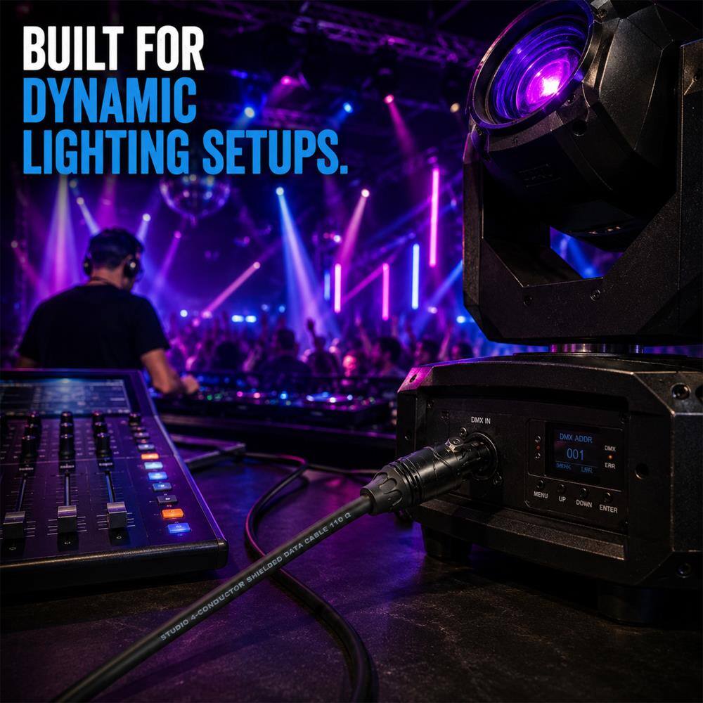 BUILT FOR DYNAMIC LIGHTING SETUPS.

DMX IN
DMX ADOR ONX 001
EAR LSR
a 110 CABLE DATA SHIELDED STUDIO 4-CONDUCTOR
MENU UP DOWN ENTER