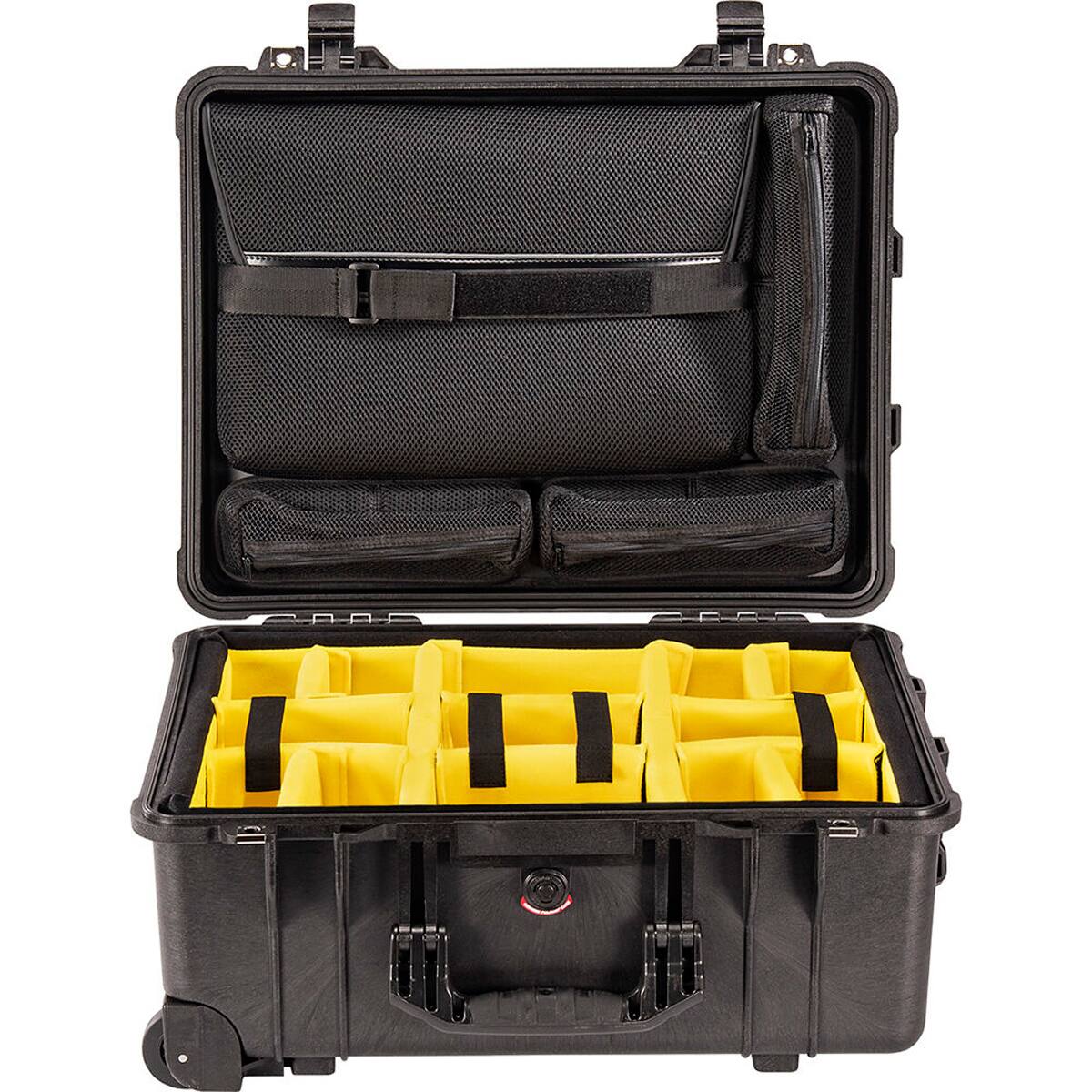 Alt View 6. Pelican - Pelican 1560SC Protector Watertight Wheeled Studio Case with Yellow Dividers, Bundle with PC1569 Lid Organizer, Black.