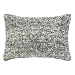 Manhattan Lane - Dolu Lumbar Throw Pillow, Hand Woven Texture, 14x20 Inch - Gray
