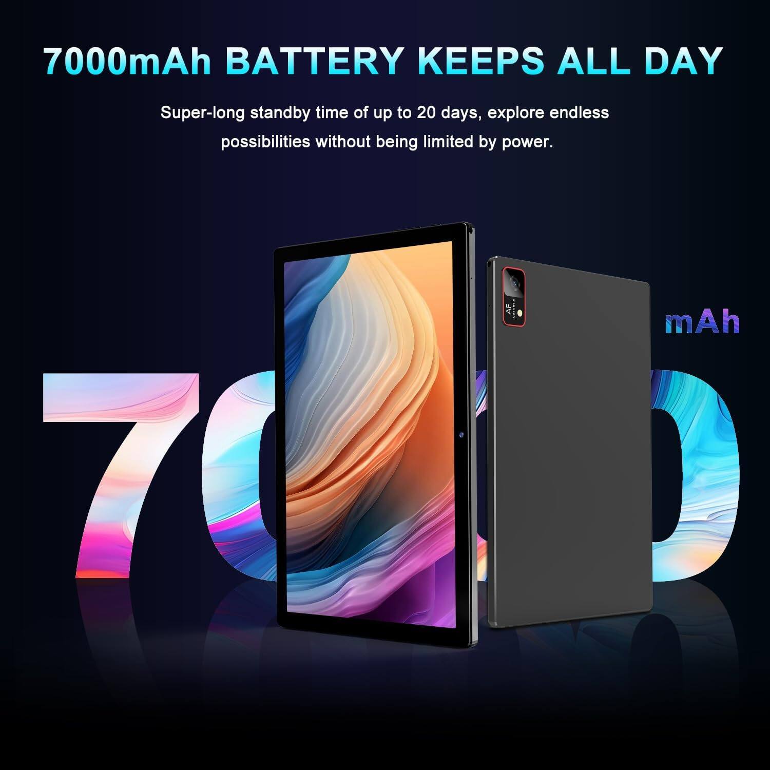 7000mAh BATTERY KEEPS ALL DAY
Super-long standby time of up to 20 days, explore endless possibilities without being limited by power.
70 | mAh