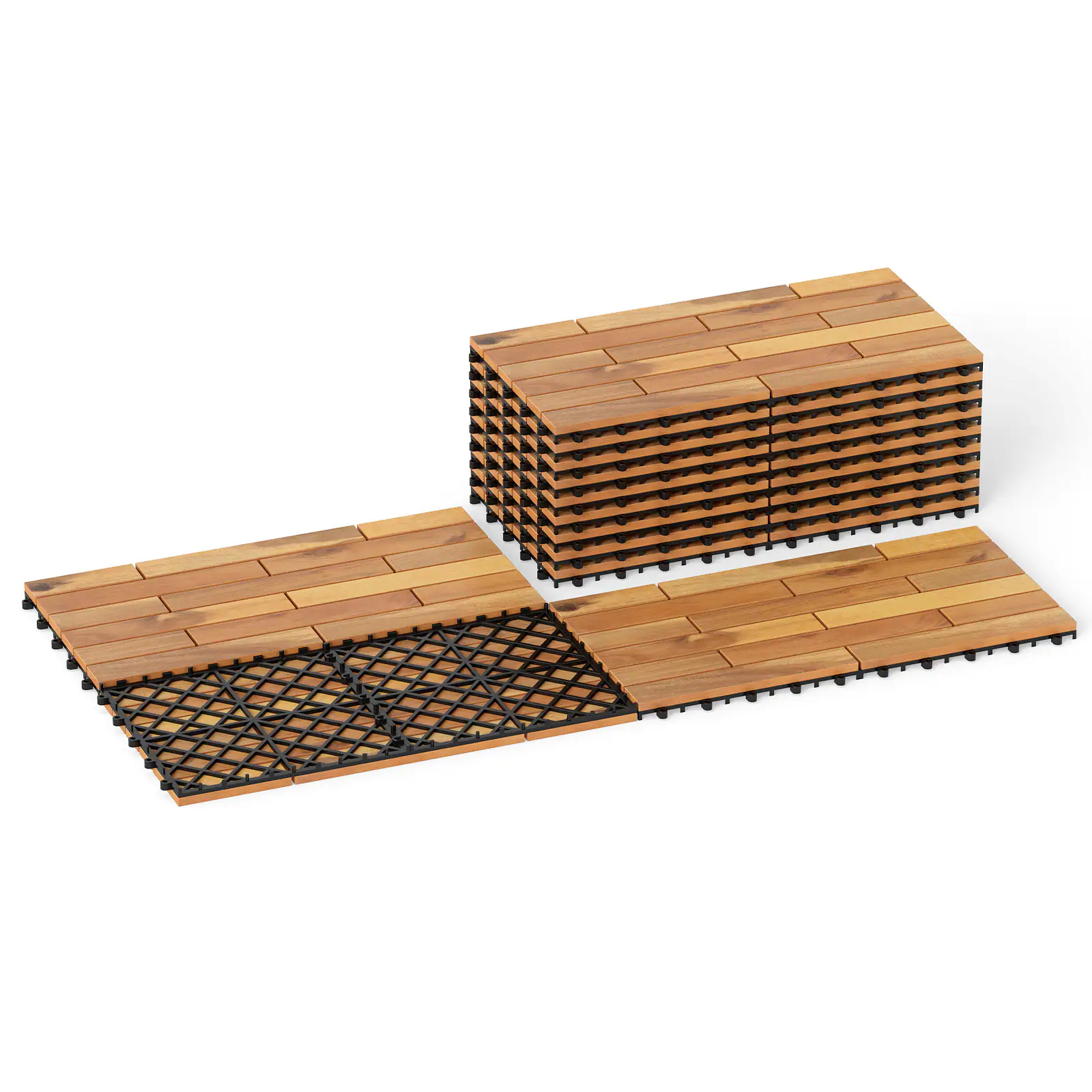 Alt View 9. Costway - Costway 24" x 12" Acacia Wood Interlocking Deck Tiles, 12 PCS Waterproof Flooring Tiles - Natural.