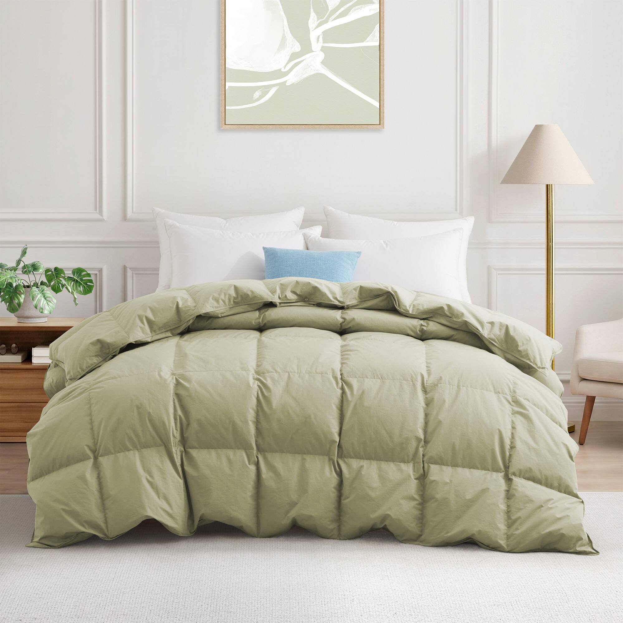 Peace Nest - All Season 300TC 100% Cotton Goose Feather Down Comforter Duvet Insert, King - Sage Green price history on PriceWatchPro