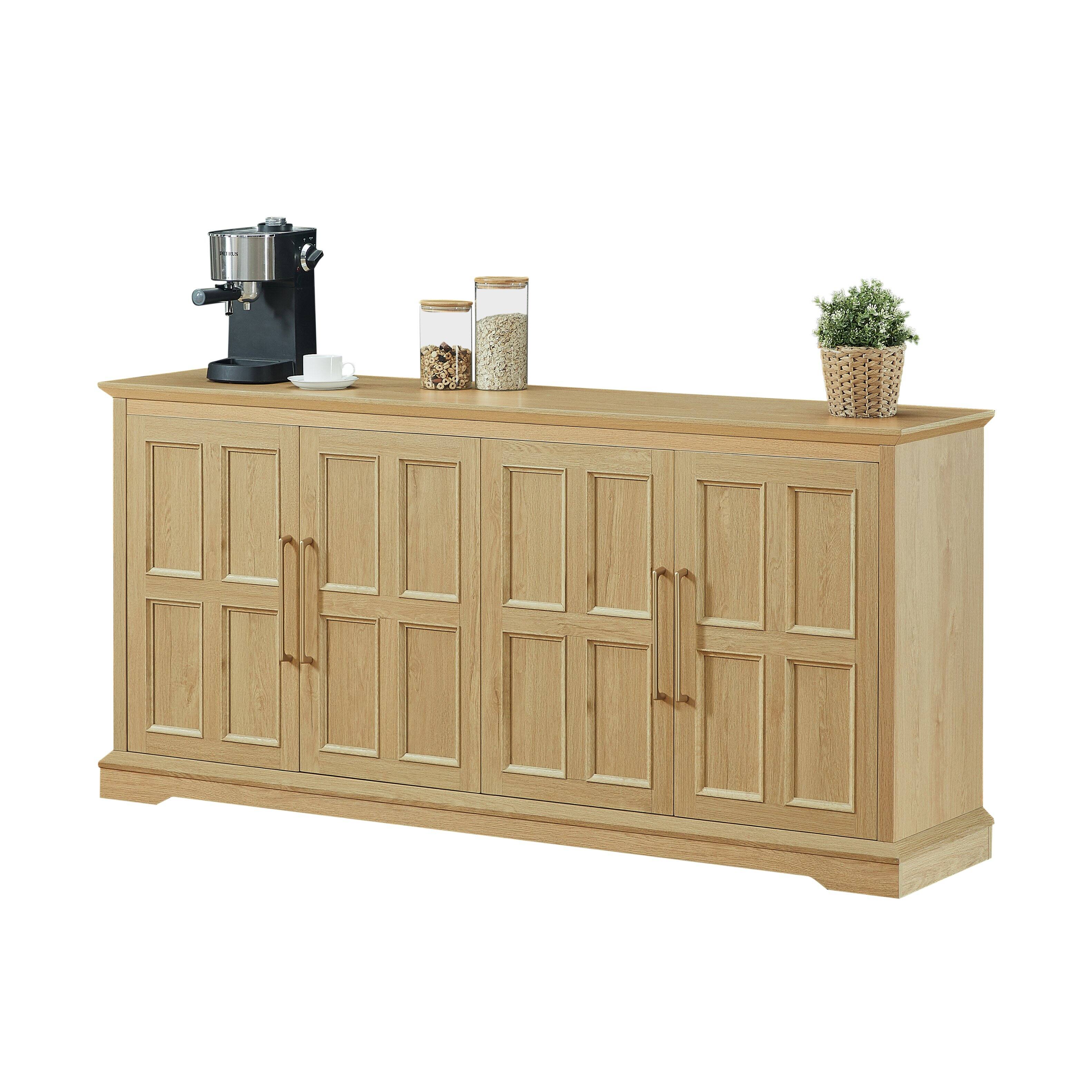 Alt View 3. Z-Edge - 67" Buffet Cabinet with Storage, Large Sideboard Buffet Cabinet with 4 Doors, Modern Coffee Bar for Kitchen, Living Room - Natural.