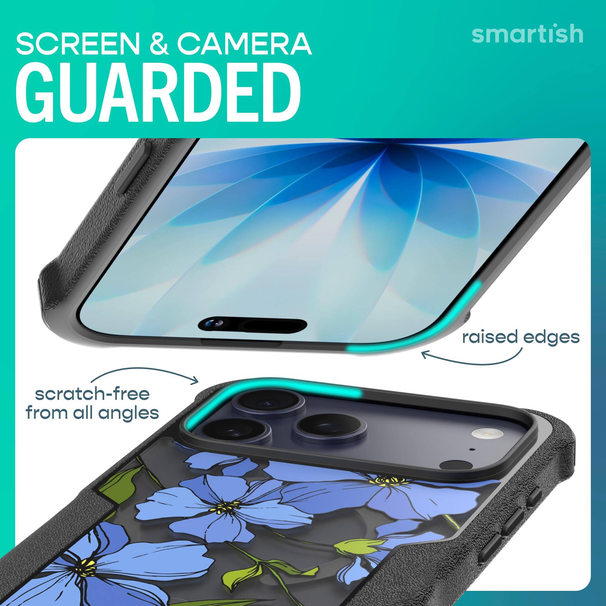 SCREEN & CAMERA GUARDED  
smartish  
raised edges  
scratch-free from all angles