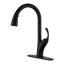 Stainless Steel Single Handle Pull Down Sprayer Kitchen Faucet with 3-Spray Patterns and Deck Plate