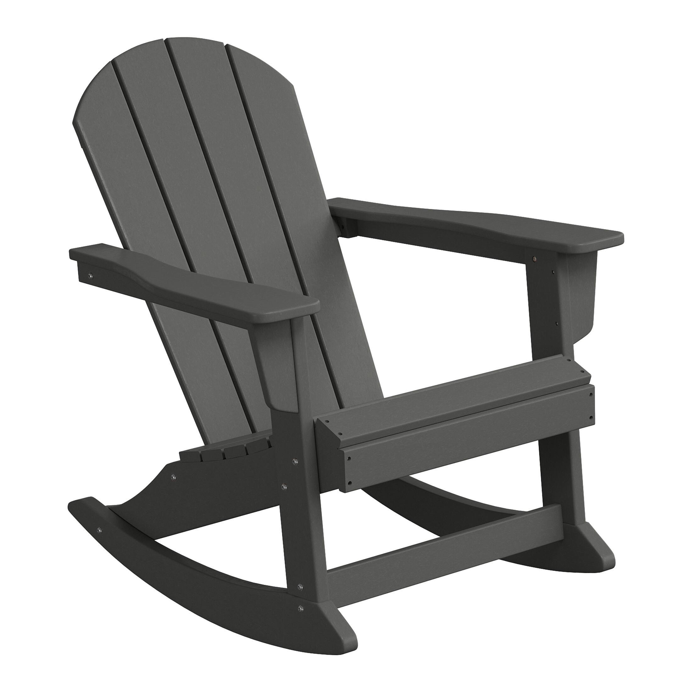 Left. WestinTrends - WestinTrends Malibu Outdoor / Patio Poly Adirondack rocking chair - Gray.