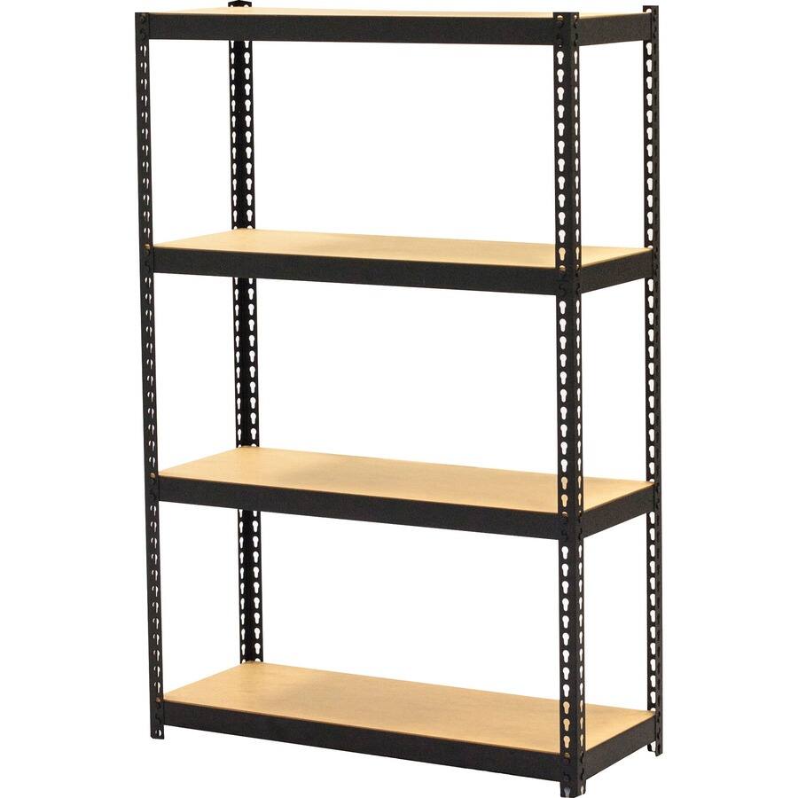 Angle. Lorell - Lorell Narrow Riveted Shelving 4 Shelf 48" H x 30" W x 12" D 28% Recycled Black Steel - Black.