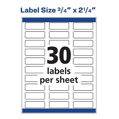 Label Size 3/4" x 21/4"  
30 labels per sheet