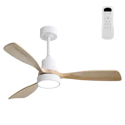 Front. GOODSILO - 48 Inch Reversible DC Motor Ceiling Fan with Remote Control and Solid Wood Blades for Large Room Airflow - White.