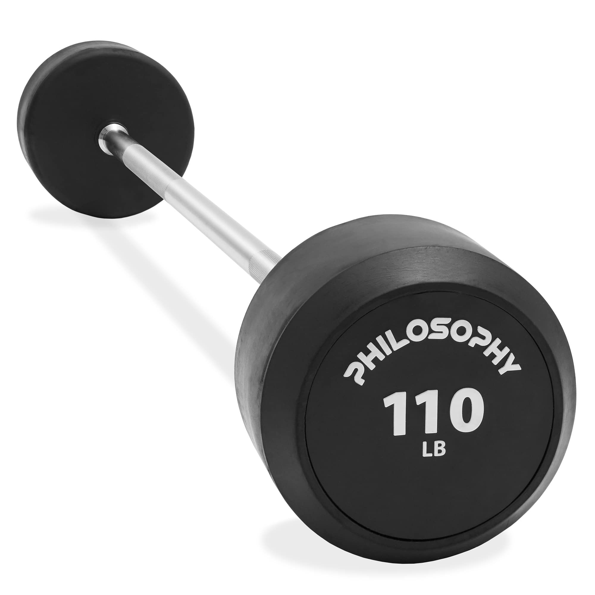 Philosophy Gym - Rubber Fixed Barbell - Pre-Loaded Weight Straight Bar Weightlifting - Black