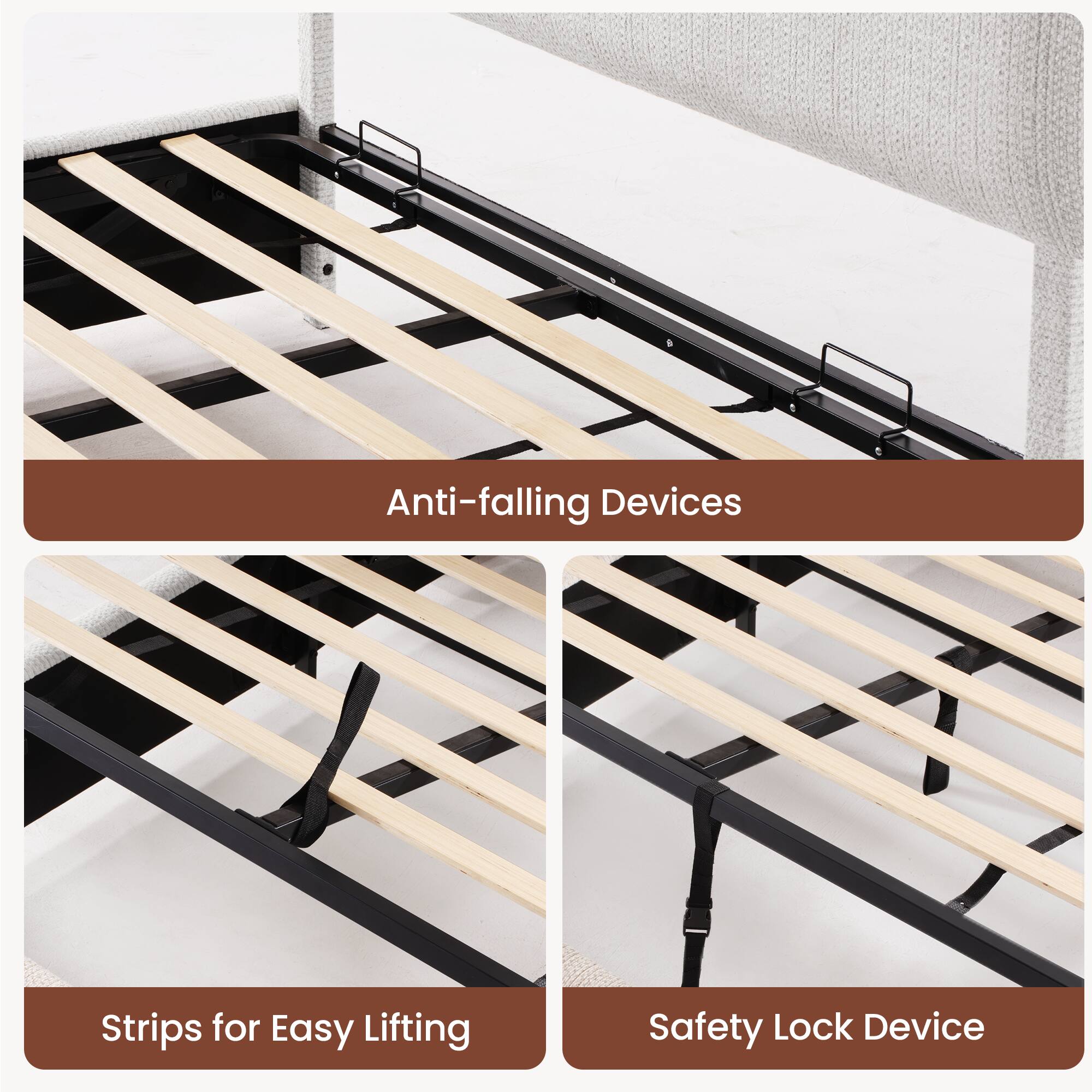 Anti-falling Devices  
Strips for Easy Lifting  
Safety Lock Device
