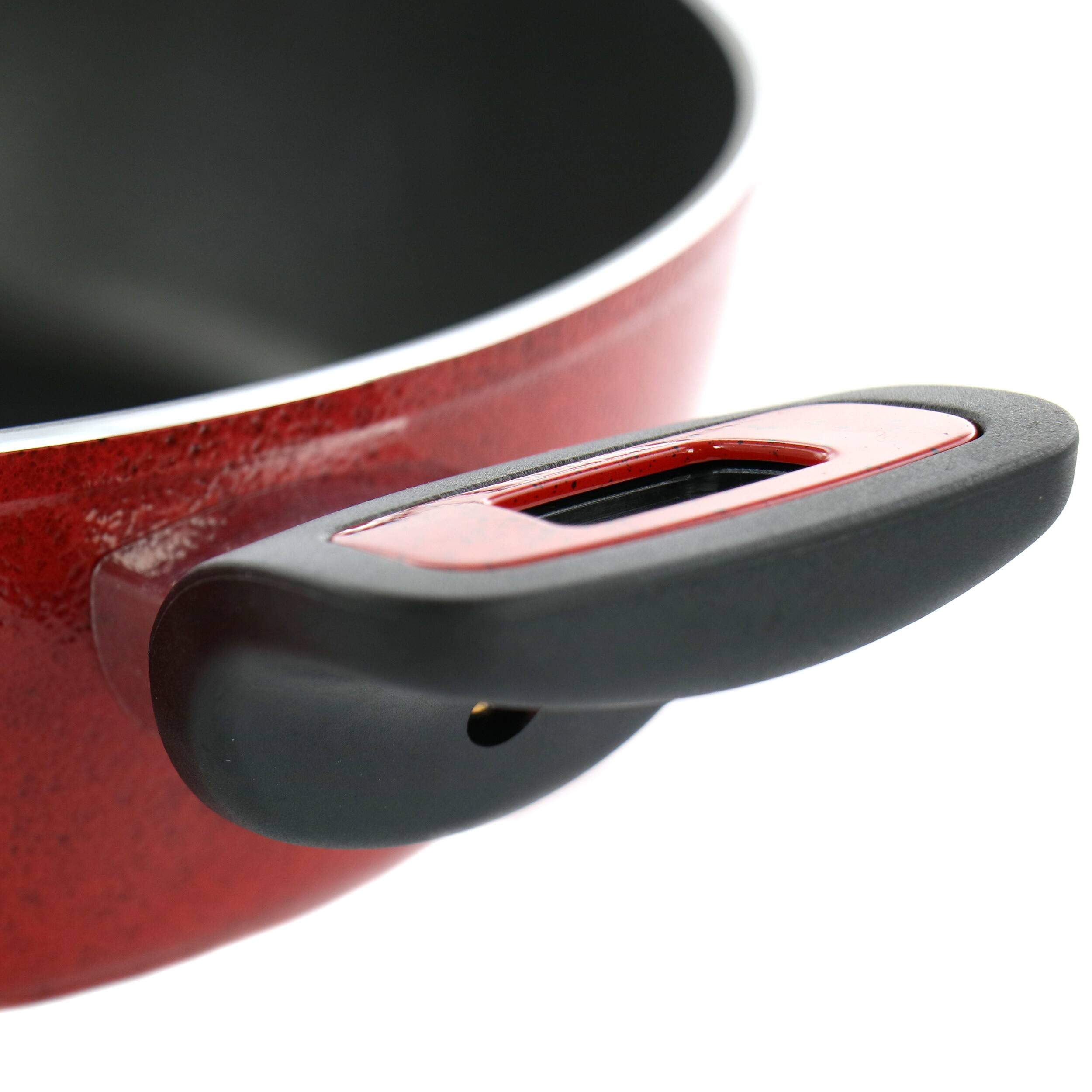Alt View 4. Oster - Oster Claybon 3.8 Quart Nonstick Saute Pan With Lid in Speckled Red - Red.