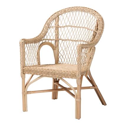 Front. bali & pari - Zaira Modern Bohemian Natural Rattan Arm Chair - Natural.