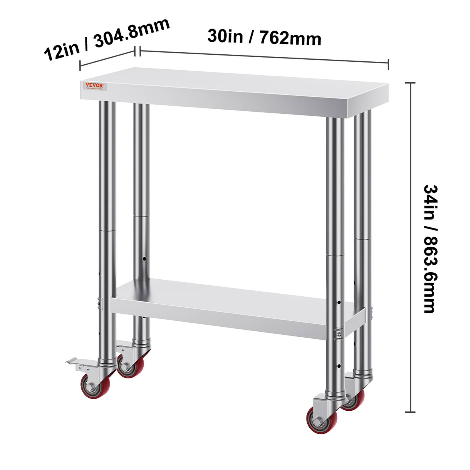 12in / 304.8mm  
30in / 762mm  
34in / 863.6mm