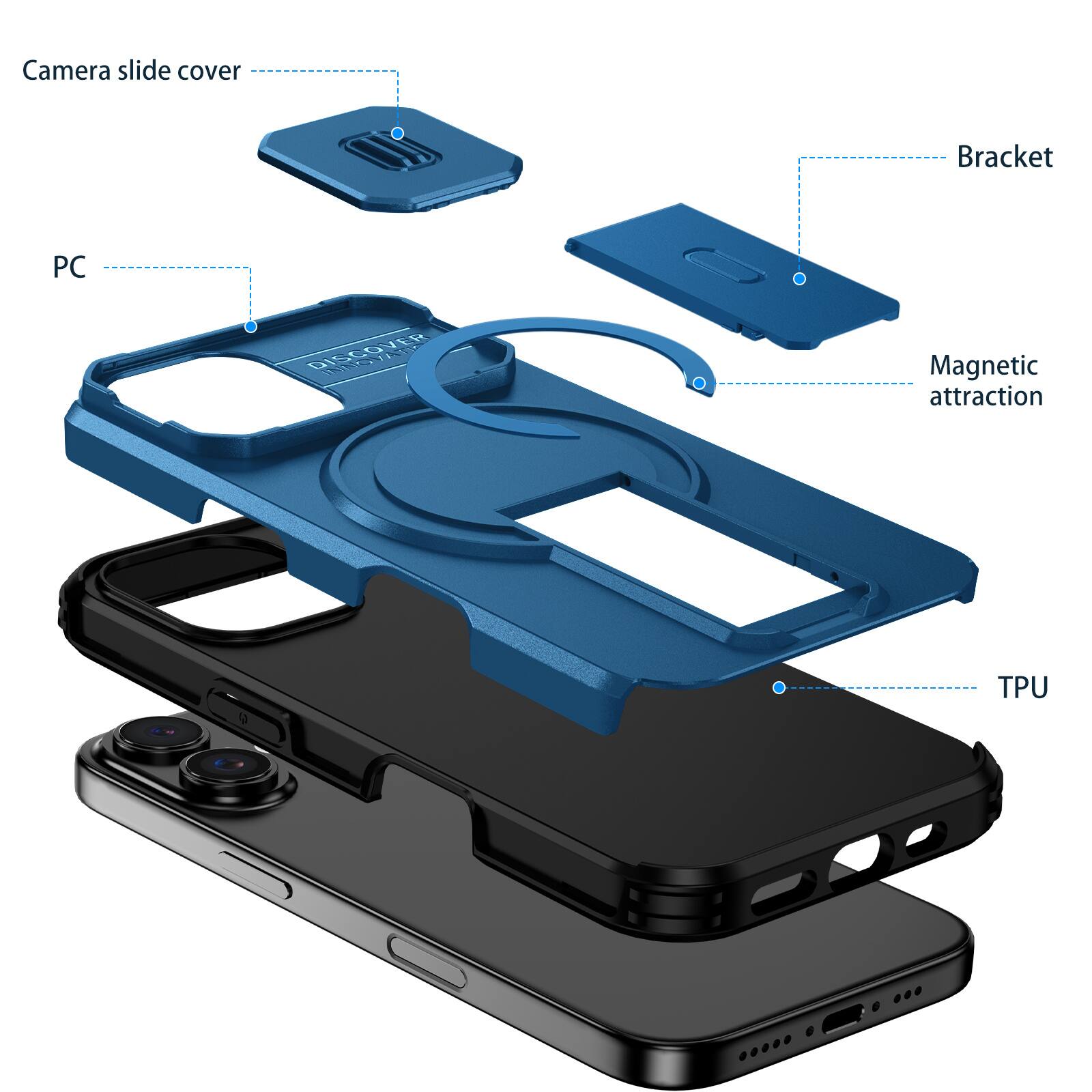 Camera slide cover  
Bracket  
PC  
DISCOVER INNO TATIC  
Magnetic attraction  
TPU