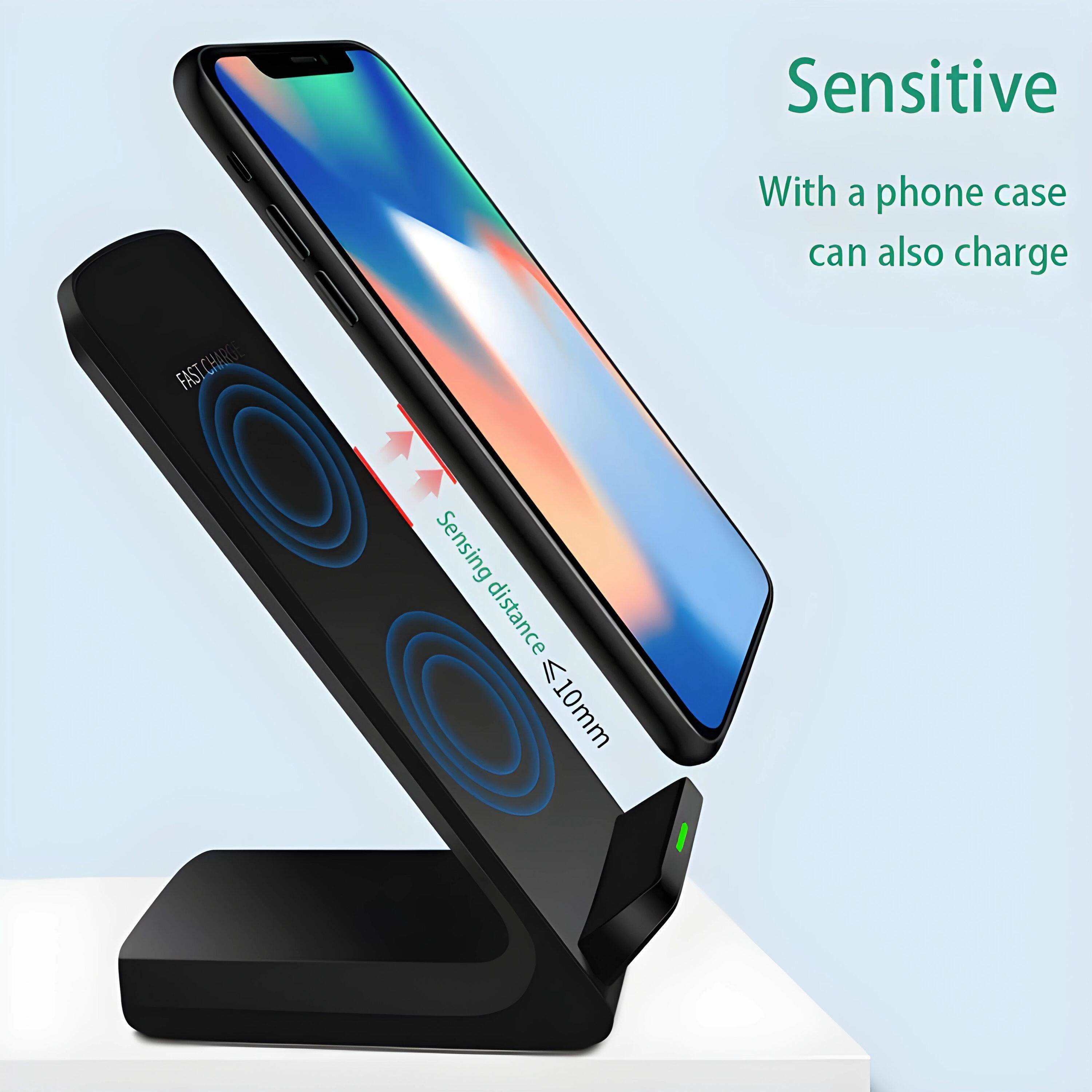 Sensitive  
With a phone case can also charge  

FASTCHARGE  
Sensing distance ≤10mm