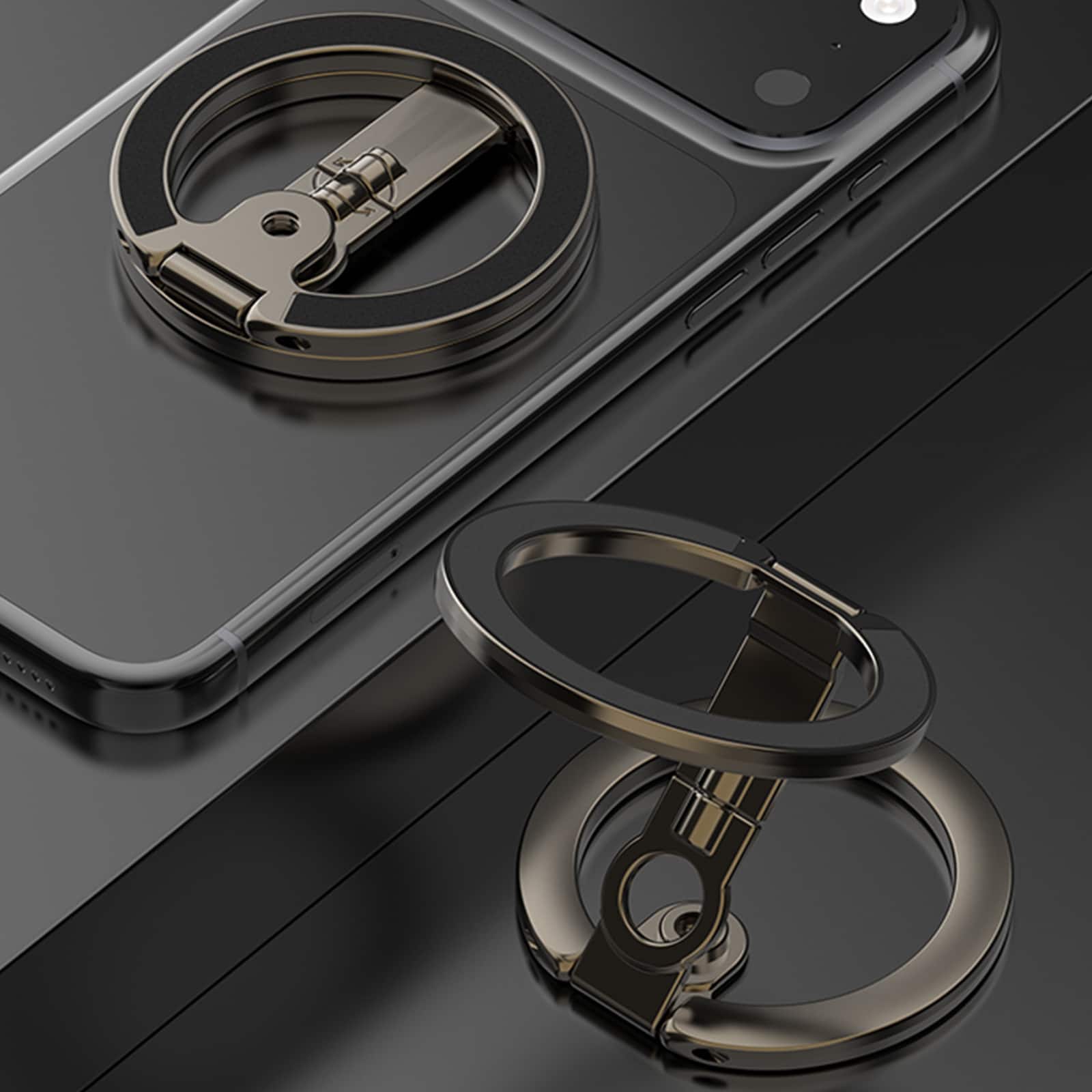 Dteck - Double Sided Magnetic Phone Grip Ring Holder for Apple iPhone 17 Pro Max Zinc Alloy 360 Rotation Folding Kickstand Mount - Black price history on PriceWatchPro