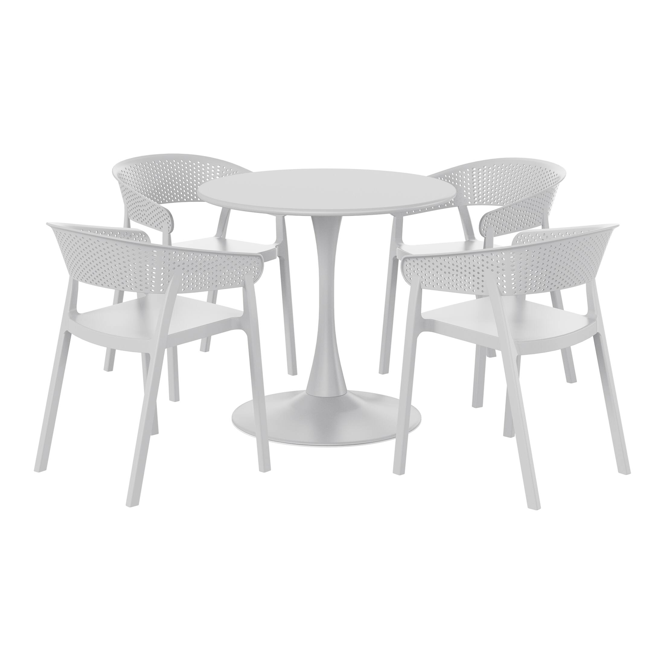 Front. WestinTrends - WestinTrends Playa 5-Piece Indoor Outdoor Metal Patio Dining Table Set With Stackable Patio Chairs - Gray.