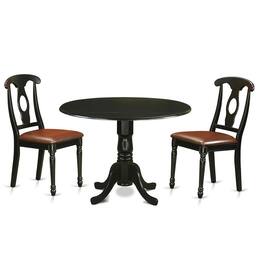 East West Furniture - 3 Pc Dining room set-Dinette Table and 2 dinette Chairs - Black