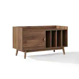 Crosley Furniture - Skylar Mid-Century Record Player Cabinet with Vinyl Storage, Turntable Stand - Brown
