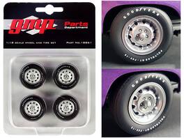 Muscle Car Rally Wheels and Tires Set of 4 pieces from "1970 Dodge Coronet Super Bee" 1/18 by GMP - Black
