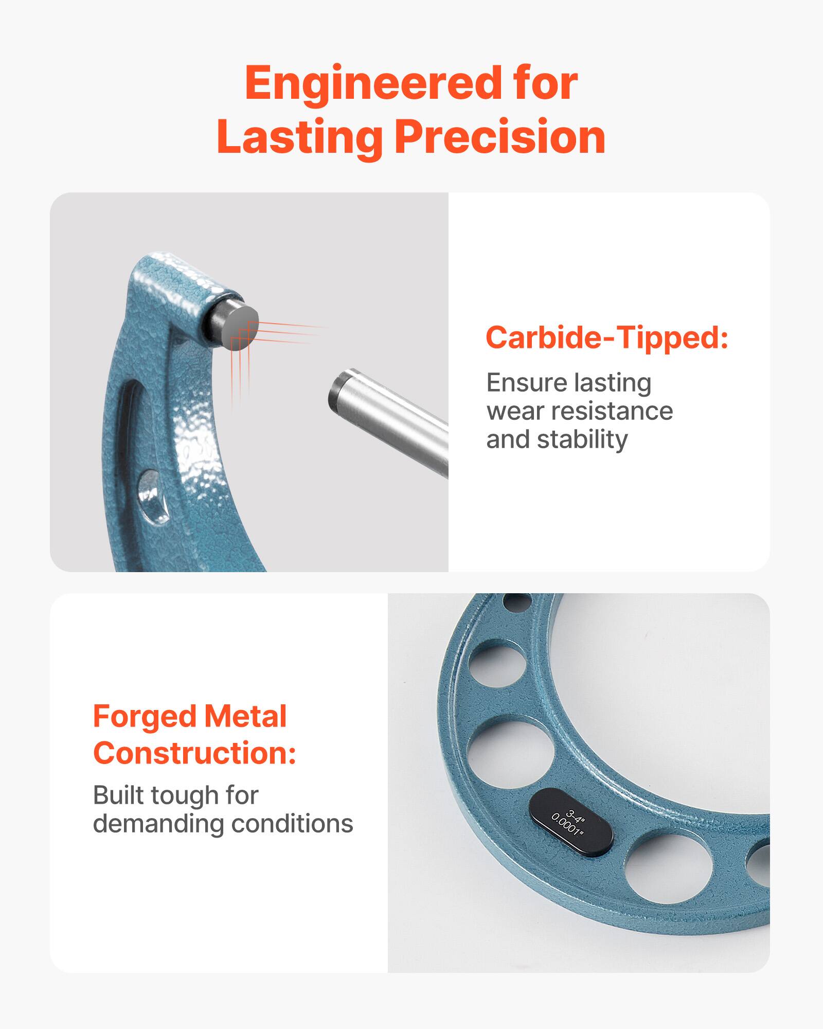 Engineered for Lasting Precision

Carbide-Tipped:
Ensure lasting wear resistance and stability

Forged Metal Construction:
Built tough for demanding conditions

D 3-4 0,0001*