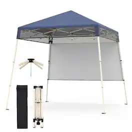 Gymax - 7 x 7 FT Pop-Up Canopy TentOutdoor Sun Shelter w/ 1 Push Center Lock Picnic - Gray