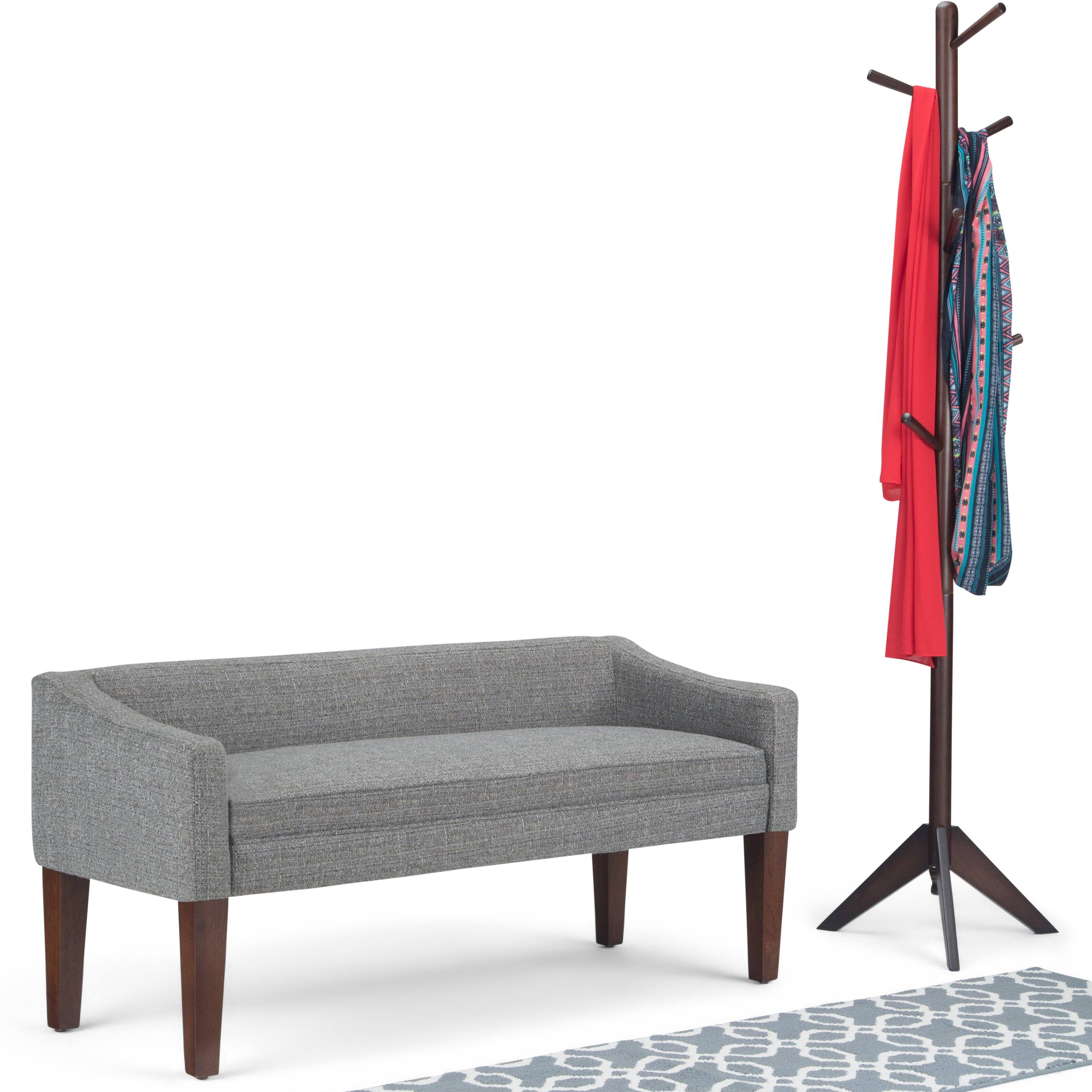 Left. Simpli Home - Parris Upholstered Bench - Pebble Grey.