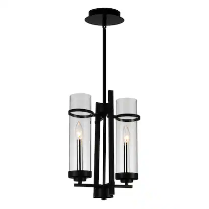 Front. CWI Lighting - Sierra 2 Light Up Mini Pendant With Black Finish - Black.