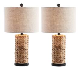 Jonathan Y - Elicia 25" 1-Light Coastal Water Hyacinth LED Table Lamp, (Set of 2) - Natural