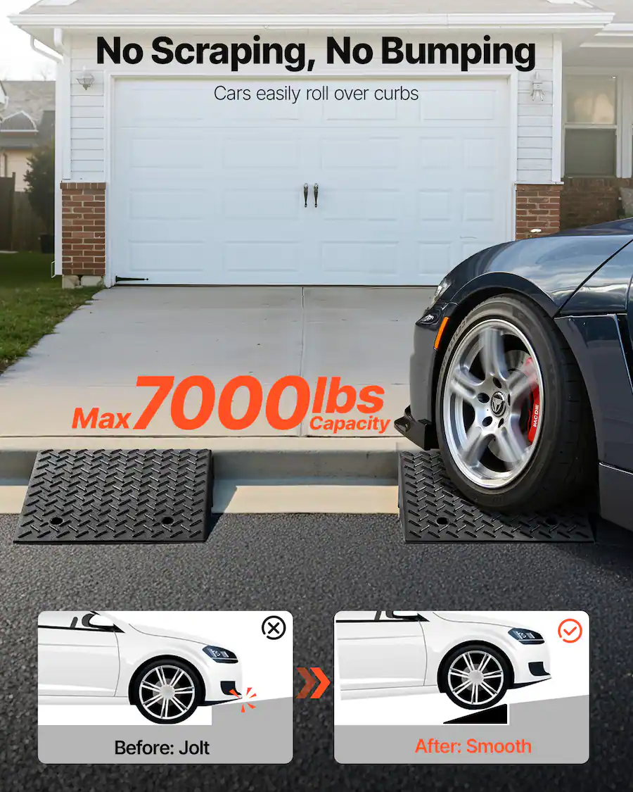 Model Walk In Ramp VEVOR Driveway Curb Ramp, 7000 lbs Load Capacity, 7 Inches Rise Height ...