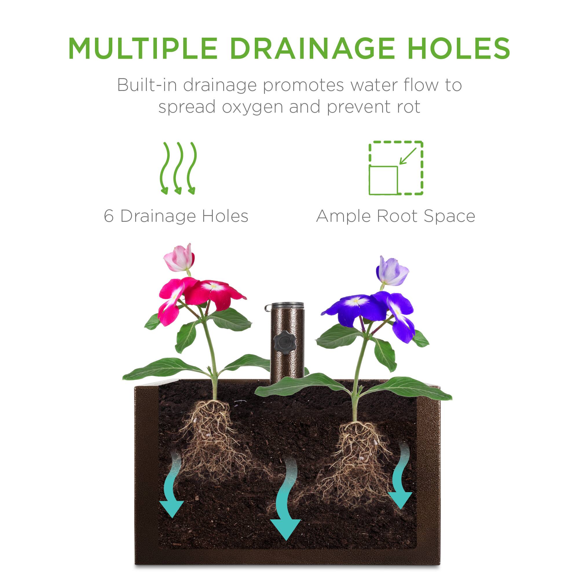 MULTIPLE DRAINAGE HOLES

Built-in drainage promotes water flow to spread oxygen and prevent rot

6 Drainage Holes

Ample Root Space