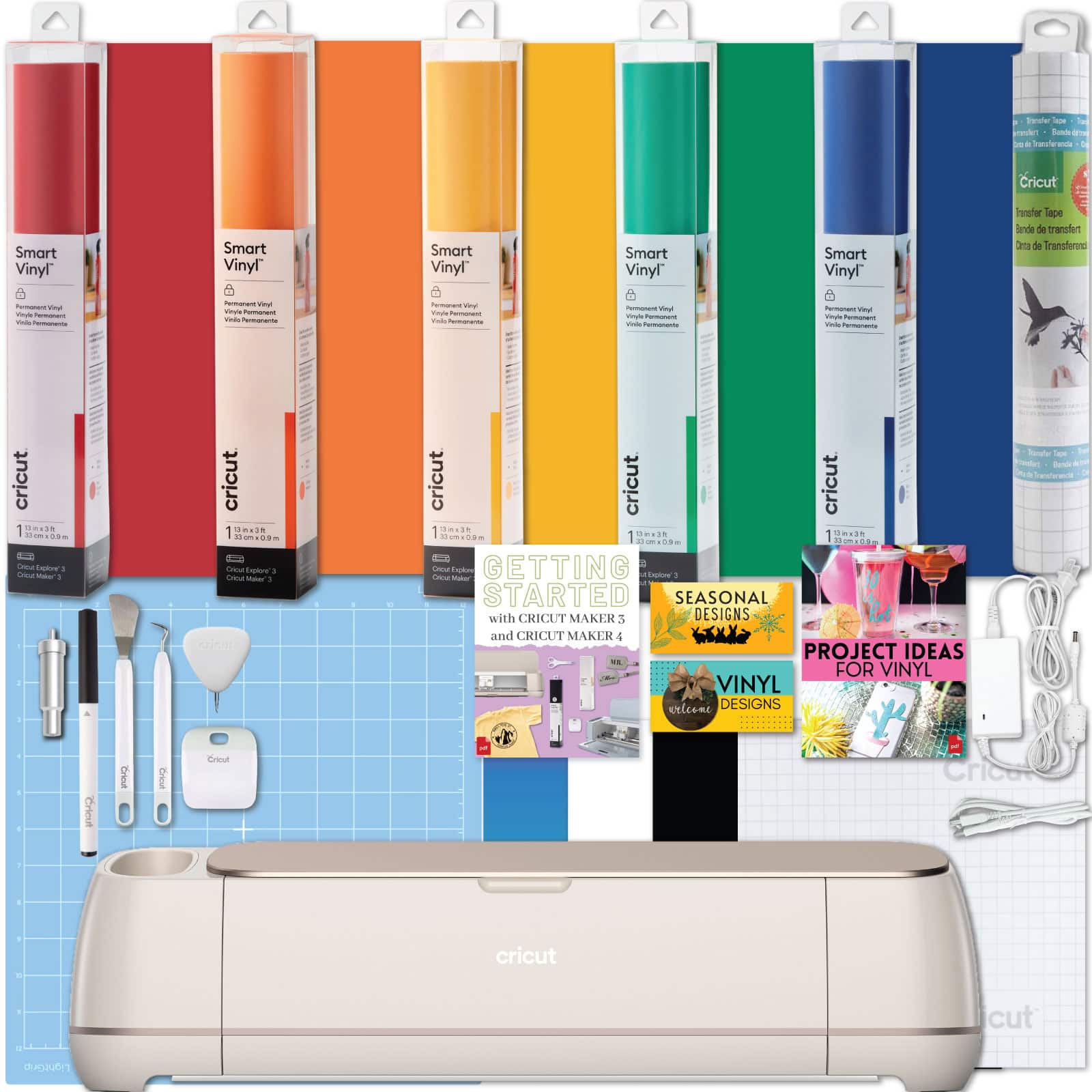 Cricut - Maker 4 Cutting Machine with Rainbow Smart Vinyl Bundle