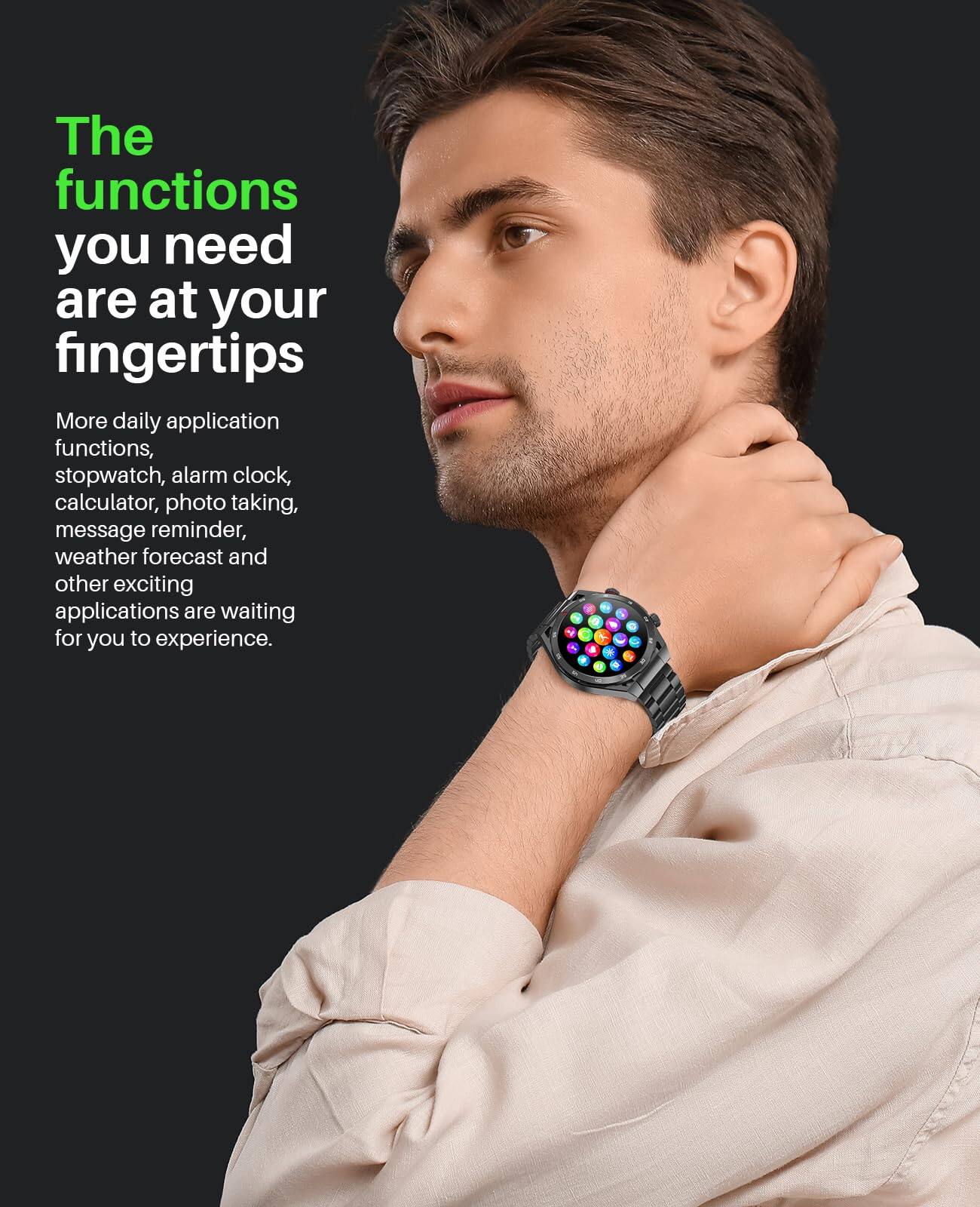 The functions you need are at your fingertips

More daily application functions, stopwatch, alarm clock, calculator, photo taking, message reminder, weather forecast and other exciting applications are waiting for you to experience.