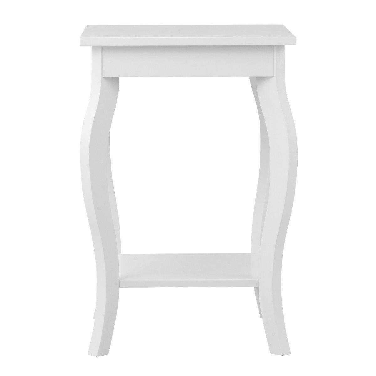 Alt View 7. Gymax - Gymax Set of 2 Accent Side Table Sofa End Table Night stand Coffee Table w/ Shelf White - White.